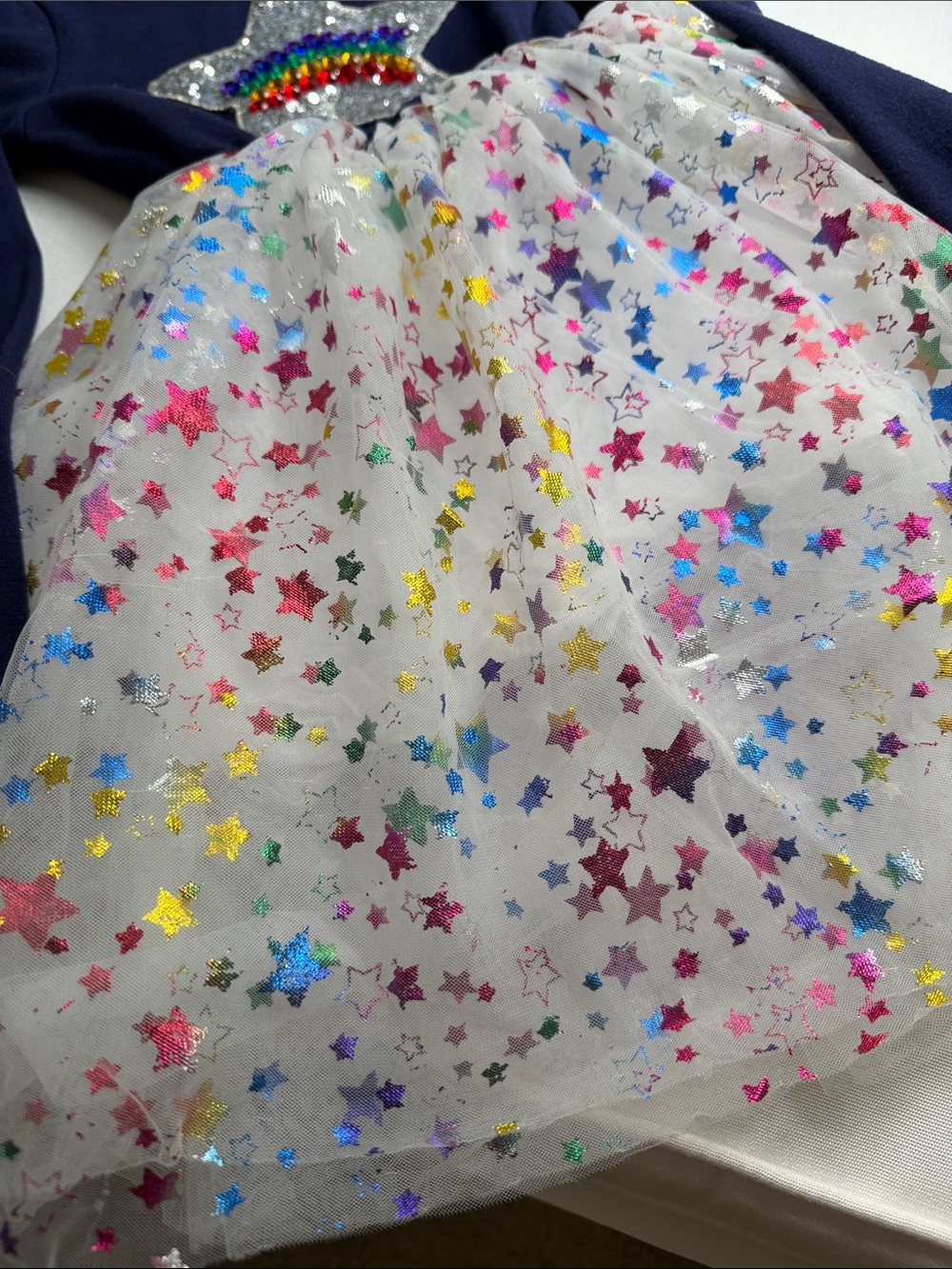 Lola + The Boys Navy Top with Sequin Star & Rainbow Beading 4 - Picture 4 of 7